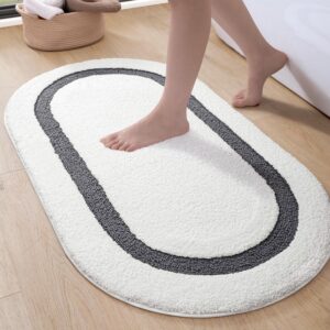 DEXI Rutschfeste Badematte, weicher Maschinenwaschbar Badvorleger, Grau OEKO-TEX STANDARD 100 DEXI Ovales Saugfähige B