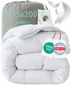 Welldora Komfort Bettdecke 135x200 Winter | 100% Extraweiche Federn & Daunen | Fachärztlich geprüft, Oeko-Tex, Allergike
