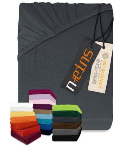 Npluseins klassisches Jersey Spannbetttuch - 100% Baumwolle - Anthrazit - perfektes Schlummerklima 159,19 x 140 cm - OEK