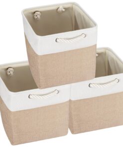 Langlebhafte Zusammendrineway Aufbewahrungsbox mit Griffen (Khaki 3 Stück, 28x28x28cm) für Regale und Schränke - Home Or