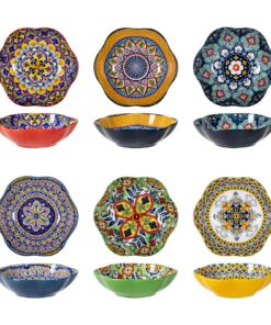 HENXFEN LEAD Porzellan Salatschüssel 590ml 6er Pack Bohemian Style Blumenform