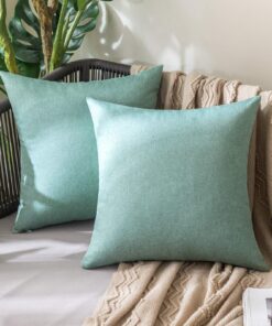 MIULEE Wasserdicht Outdoor Sofakissenbezug für Garten und Wohnzimmer 45x45 cm Cyan | MIULEE 2er Set Wasserdicht Kissenb