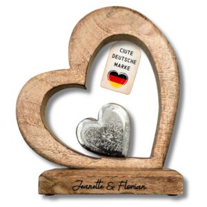 C|UTE - Personalisiertes Holz Herz als Hochzeitsgeschenk für Silberhochzeit, Brautpaar Geschenk, Jahreszeitag-Geschenk