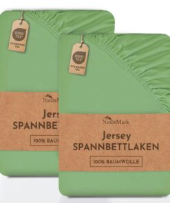 NatureMark Kinder Jersey-Spannbettlaken, 2er-Pack – 100% Baumwolle, 70×140 cm, Jade