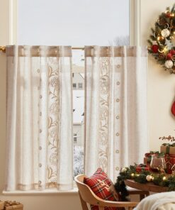 TOPICK Scheibengardinen Küche Weiß für Wohnzimmer Schlafzimmer auf Roh Bistrogardine Lichtdurchlässig Landhausstil 2er S