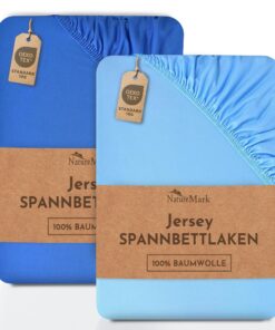 NatureMark 2er-Pack Jersey-Spannbettlaken – 100% Baumwolle, passend für 140×200–160×200 cm