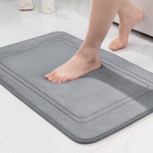 Chakme rutschfest Badematte Weich Saugfähige Badvorleger Fußmatte für Badezimmer Grau 43x61cm