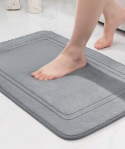 Chakme rutschfest Badematte Weich Saugfähige Badvorleger Fußmatte für Badezimmer Grau 43x61cm