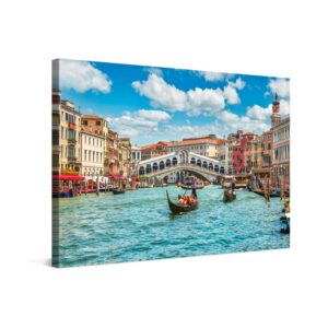 PICANOVA - Leinwanddruck Rialtobrücke Venedig 120x80cm – Wanddekoration Für Schlaf- Und Wohnzimmer Mit 2cm Holz-Keilrahm