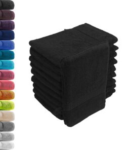 Waschhandschuhe Waschlappen 10er Set Schwarz 100% Baumwolle | Oeko-TEX® Premium Qualität 10er Waschhandschuhe Waschlapp