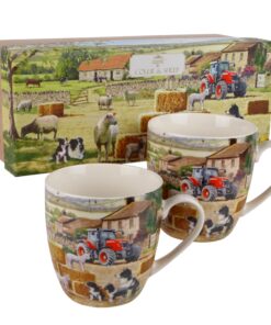 The Leonardo Collection Porzellantassen Collie und Schaf Geschenk für Liebeshunde im Bauernhof-stil 2 Stück | The Leona