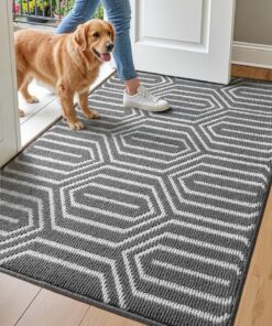 Dexi rutschfeste Fußmatte für den Inneneingang, saugfähig und schmutzabweisend, 81 x 121 cm, Grau OEKO-TEX STANDARD 100