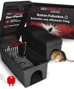 Roshield Rattenfalle Killer Box - Einfach einzustellende Sicherheitsbox 2er Pack für Haus, Schuppen & Garage Kontrolle &