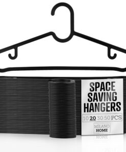 Milano Home Bügel Schwarz - Platzsparende Kleiderbügel, Hangers für Raumspargenie, Ideal für Kleiderständer, 20 Stück
