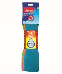 Vileda Allzwecktuch XL Microfasertuch 4er Sparpack | Ideal für Hausfrauen [Comfort auf der Haut] 100er Packung