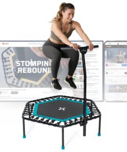 SportPlus Fitness-Trampolin für Jumping Fitness bis 130kg Nutzer.leise Gummiseilfederung