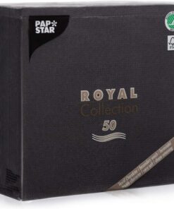 Papstar Schwarz Royal Collection Tissueservietten, 40 x 40 cm, 1/4-Falz, ideal für Gastronomie und Haushalt, 1 x 50er Pa