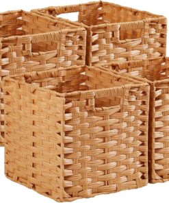 Mangata 4er-Set Körbe Aufbewahrung Schimmelresistent Wasserdicht für Regale Bad Beige 25x25x25 cm Schränke Quadratische