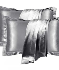 UQQU 2er Set Maulbeerseide Kissenbezug - Weiche Hautpflege für Haar und Haut, 100% Seide 40x80cm - Standardgröße - Grau
