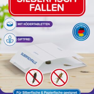 Patronus Silberfischfalle [9 Stück] - Monitoring-Klebefalle mit giftfreiem Köder - Silberfisch-Falle für Wohnzimmer und