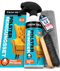 Polsterreiniger 500ml für Sofa & Auto - Fleckenentferner & Sitz reinigend | Konzentrat inkl. Bürste & Microfasertuch - T