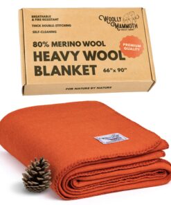 Wolly Mammoth Orange Wärmende Sofa Kuscheldecke - Flauschige Wolldecke, 167 x 230 cm, Warm und Komfortabel für Draußen u