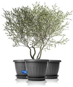 BigDean witterfester Pflanzkübel 3X Blumentopf ø50xH38 cm - Anthrazit - UV-beständig - bruchsicherer Kunststoff - für In