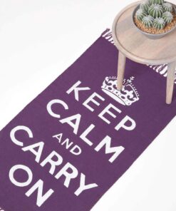 Hausliche Relaxation: Homescapes Webteppich Keep Calm and Carry On lila-weiß 60x100 cm | Handgemacht: Homescapes Webtep