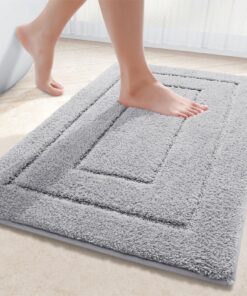 Homaxy Mikrofaser rutschfest Waschbar Badematte für Badezimmer - Weich & Wasserabsorbierend, 60x90cm, Grau OEKO-TEX STAN