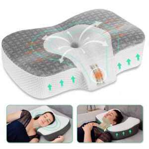 Elviros Zervikale Orthopädisches Kopfkissen aus Memory-Schaum abnehmbares ergonomisches Nackenhörnchen für Seitenschläfe