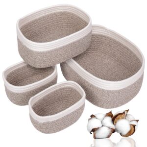 4er Set Aufbewahrungskorb Geflochten Baumwollseil, Stapelbare Deko Korb Speicher Storage Basket für Kinderzimmer und Woh