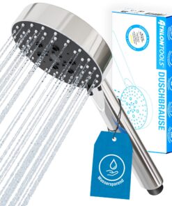 ATHLON TOOLS Wassersparender Duschkopf - 5 Strahlarten -suitbar für(saved_for_later_by) Bad und Badezimmer - chromfarben