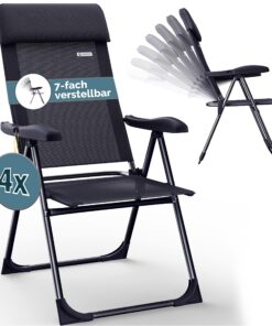 Casaria Gartenstühle 4er Set Klappbar Hochlehner für Outdoor-BereicheComfort-Funktion Faltbar Balkon und Camping