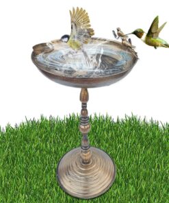 Stehtorientiertes Eisen Vogelbad mit Futterschale für Terrasse, Garten, Balkon und Innenhof - Vogelbad
