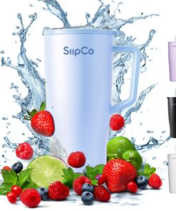SIIPCO Thermobecher 1L – Trinkbecher mit Deckel und Strohhalm, BPA-frei, Mit Griff für heiße & kalte Getränke (Mintgrün)