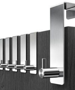 Edelstahl Menz Türhaken, 6 Stück - stable Kleiderhaken für Türen, flexible Türgarderobe, 12x8 cm