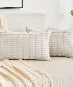EMEMA Kordsamt Kissenbezüge Weich und Dekorativ für Wohnzimmer - 30x50 cm - Beige, Modische Sofakissen zum Festtagstag -