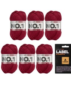 Myboshi No.1 Wolle zum Häkeln und Stricken, Schnellstrickgarn, mulesing-frei - Rot (Bordeaux), 55m / 50g, 30% Merinowoll