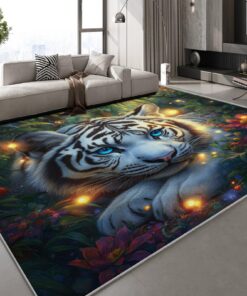 Generisch Teppich Wohnzimmer Anti Rutsch 150x210 cm Tiger Muster Waschbar für Wohn und Arbeitsbereiche Generisch Teppich