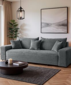 Cordo Schlafsofa Grau 265×150 cm Bettkasten Komfortfosile Federung Easy Clean Pet Friendly