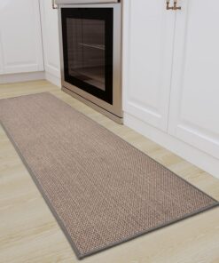 SIXHOME Waschbar Rutschfester Küchenteppich Sisaloptik Grau SIXHOME Saugfähiger Rutschfester Küchenteppich Grau SIXH