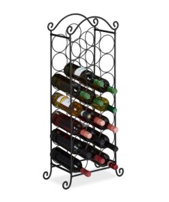 Relaxdays Weinregal 21 Flaschen | dekadentes Küchenoberteil | Schwarz | HBT 88 x 33 x 20 cm