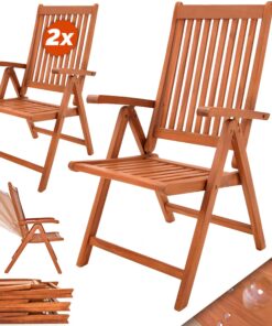Casaria® 2er Set Gartenstuhl Rückenlehne 5-Fach Verstellbar Braun FSC®-Zertifiziert Holz Balkon Terrasse