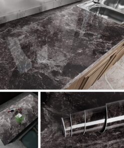 Livelynine Marmorfolie für Küchenarbeitsplatte und Deko - Selbstklebend - 40CMx2M - rappellos - moderner Schmuck für Tis