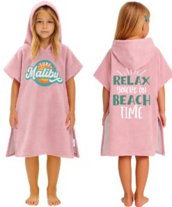 CalmyBEACH Kinder Badeponcho - Mädchen Jungen Strand Surf Poncho Baumwolle Kapuze