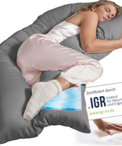 Schwangerschaftskissen zum Schlafen Traumreiter Visco M Wendekissen Memory Foam | Orthopädisch, Komfortkissen mit Bezug