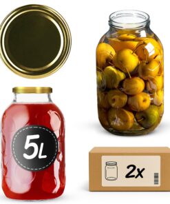 KADAX 5L Gärgläser 2er Set mit Gold Schraubdeckeln – für Sauerkraut & Kombucha