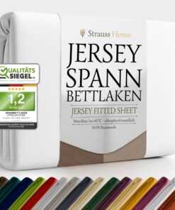 White Jersey Spannbettlaken 100% Baumwolle Boxspringbett Übergrösse Wasserschutzbeschichtung OEKO-TEX STANDARD 100 White