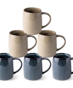 GBhome Kaffeetassen-Set 6er 18oz (500ml) Handgefertigte Keramikbecher Verlaufsfarben – Spülmaschinenfest für Latte & Tee