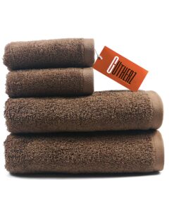 Handtuch Set | Badetuch Set 600g/m2 Luxusklasse - Weich und Saugstark | 100% Baumwolle (Braun, 4er Set - 2X Duschtuch 70